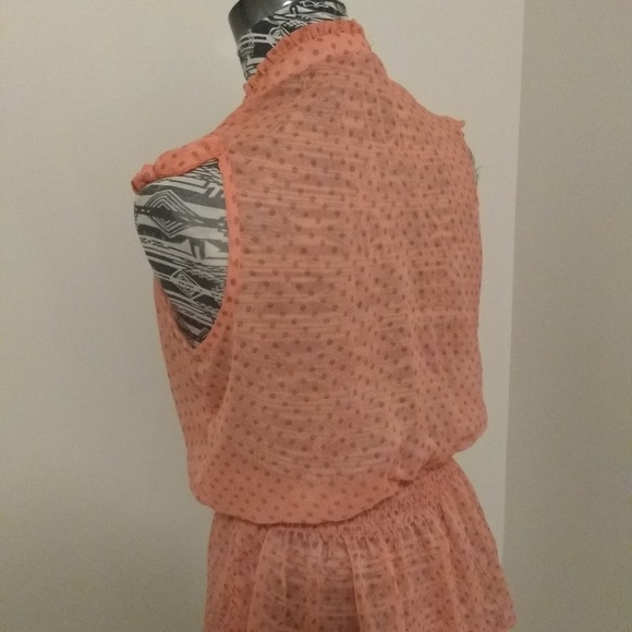 Sam & Max Sheer Peach Polkadot Blouse - Picture 3 of 4
